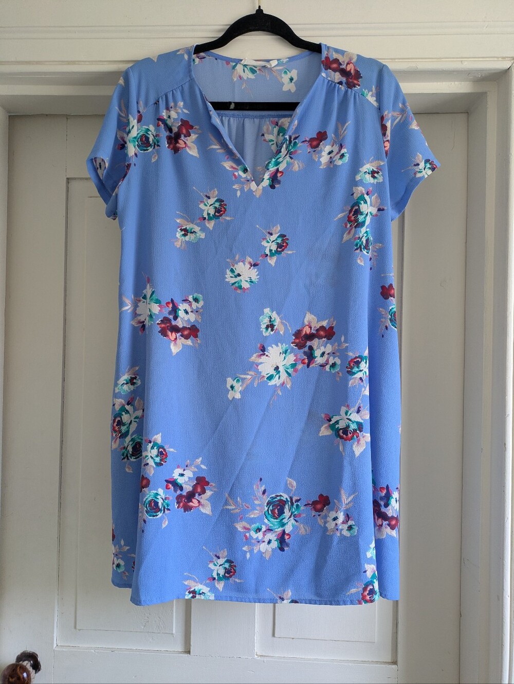 Lush Periwinkle Blue Floral Mini Swing Dress w/ Pockets- S